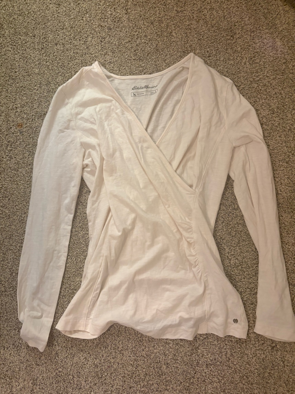 Eddie Bauer Cream Wrap-Style Long Sleeve Top - Picture 1 of 4